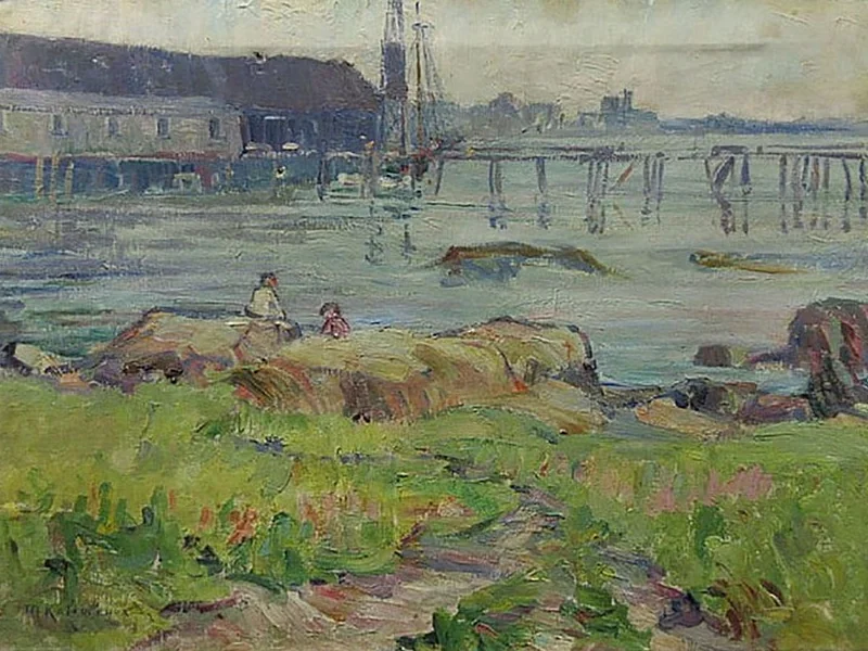 1882-Minnie Kallmeyer - Due figure sulla roccia nel porto